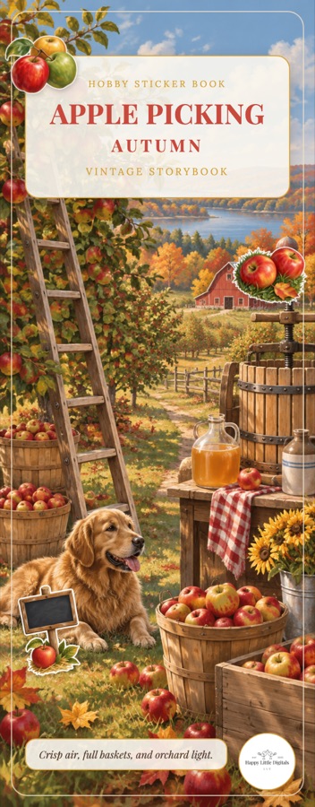 Apple Picking autumn sticker book cover