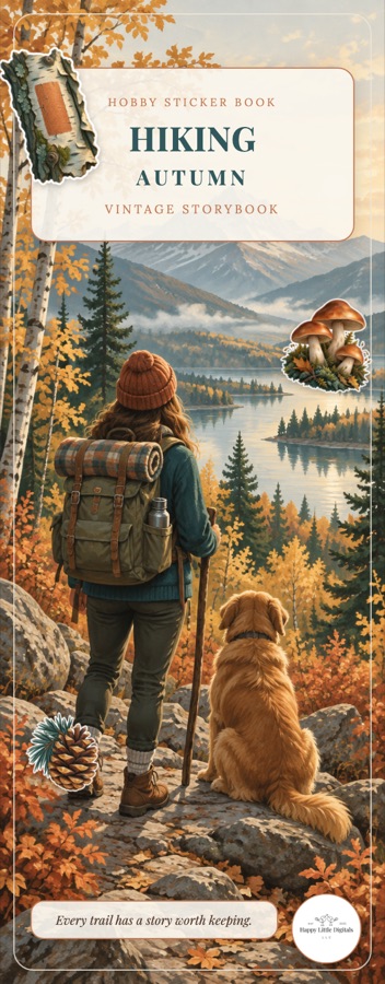 Hiking autumn sticker book cover