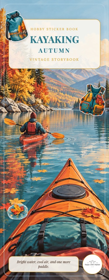 Kayaking autumn sticker book cover