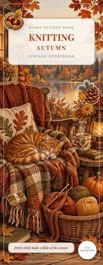 Knitting autumn sticker book cover